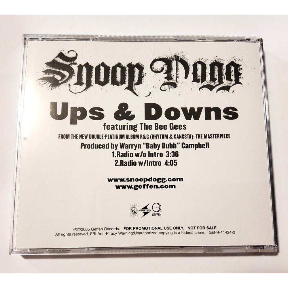 Snoop Dogg - Ups & Downs featuring The Bee Gees 2 Track Promo Single CD 2005 DJ